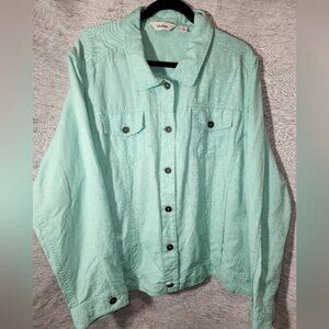 L.L. Bean Linen Blend Green Jacket 3X Plus